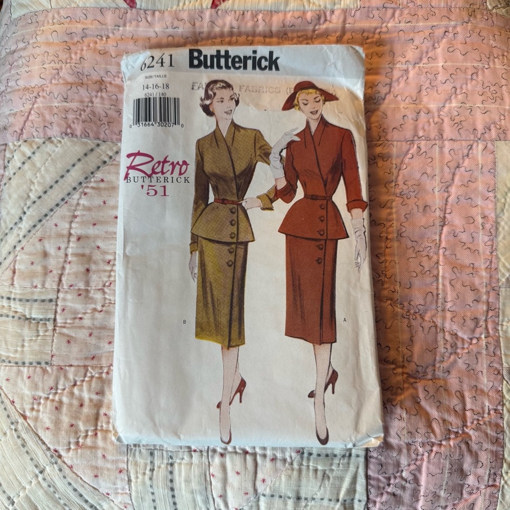 Butterick Retro 1951 Women's Pencil Skirt Suit Pattern in Brown and Olive